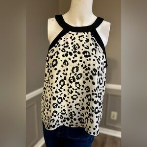 Chic Black and White Animal Print Blouse